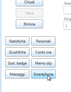 Nella tabella anagrafica ora è presente un nuovo bottone "Smartphone" che permette di accedere alle funzioni di abbinamento della APP presente sugli smartphone